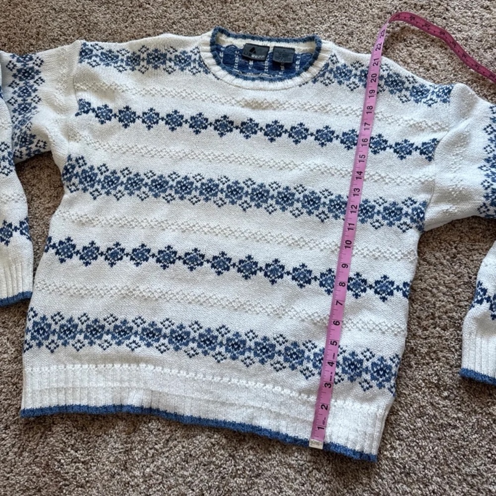 Vintage Liz Wear 100% Cotton Blue/White Sweater size Medium - Picture 10 of 12